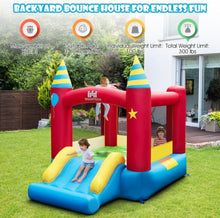 Load image into Gallery viewer, Super Fun Party Theme Bouncy Castle With 480 Watt Blower | Endless Fun | Carry Bag | Stakes | Repair Kit | High Quality | Easy Set Up
