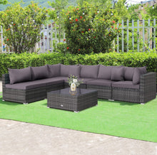 Load image into Gallery viewer, Super Elegant &amp; Relaxing 7 Piece Patio Furniture Rattan Set With Sectional Sofa | Cushions
