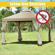 Load image into Gallery viewer, Heavy Duty Beautiful Outdoor 2-Tier 10x10 FT Screw-Free Structure Patio Shelter Gazebo Canopy | For Gatherings, BBQ, Pool, Etc | Waterproof | Easy Assembly
