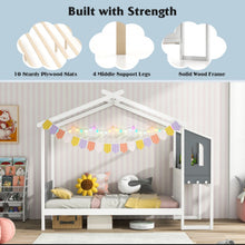 Load image into Gallery viewer, Super Cute &amp; Adorable Modern  Twin Or Full Bed Frame House With Roof Canopy And Fence For Children, Kids | Heavy Duty  | Bed Space | Montessori | Desk, Drawers
