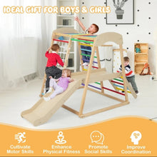 Load image into Gallery viewer, Super Cool Heavy Duty 6-in-1 Jungle Gym For Kids Wooden Playground | Monkey Bars | Rope Ladder | Cool Slide | Climbing Ladder | Holds 440lbs | Play Yards

