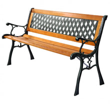 Load image into Gallery viewer, Heavy Duty Cast Iron &amp; Hardwood Outdoor Patio 3 Person Bench | Holds 470 lbs | Easy Assembly | Rustproof
