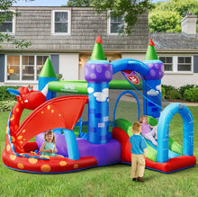 Load image into Gallery viewer, Super Cool &amp; Fun Kids Awesome Dragon Inflatable Bouncy House Castle W 740W Blower | Slide | Ball Pit | Balls | Jump Area | Basketball | Indoor / Outdoor
