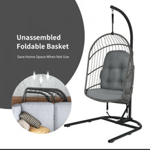 Load image into Gallery viewer, 2025 Super Cool Patio Hanging Wicker Egg Chair | Holds 300lbs | With Stand &amp; Cushion | Indoor Or Outdoor | Thick and Soft Comfy Cushions | Heavy Duty
