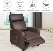 Load image into Gallery viewer, Heavy Duty Comfortable Massage Recliner Chair Wingback Single Chair With Side Pocket, Remote | 8 Massage Modes
