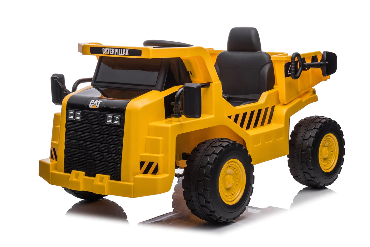 2025 Upgraded Licensed Catterpillar Dump Truck Ride On Car 12V | LED Lights | 1 Seater | Ages 3-8 | Remote