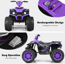 Load image into Gallery viewer, Super Cool 12V Kids Ride On ATV, Car 1 Seater | LED Lights | Heavy Duty Tires | Ages 3-7 | Music | 2 Speeds | Upgraded
