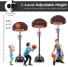 Load image into Gallery viewer, Super Cool 5-Level Adjustment Height Basketball Net Hoop Stand For Kids | 5.1-6.9FT | Heavy Duty Net | Wheels | Indoor | Outdoor
