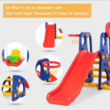 Load image into Gallery viewer, Super Fun 3-in-1 Very Colourful Children Playground Set | Slide | Climbing Stairs | Basketball Net | Swing
