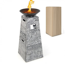 Load image into Gallery viewer, Elegant Heavy Duty 48 Inch Propane Fire Bowl Column With Beautiful Lava Rocks &amp; PVC Cover | Easy Access Door | Easy On/Off Switch | Patio Fire Pit
