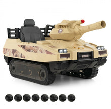 Load image into Gallery viewer, Super Cool 2025 Kids Ride On Car Military Tank 12V | Music | Rotatable Turret &amp; 8 Missiles With 3 Speeds | Rubber Tracks | Lights | Great Seat | Ages 3-8
