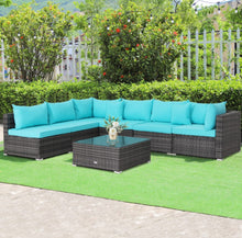 Load image into Gallery viewer, Super Elegant &amp; Relaxing 7 Piece Patio Furniture Rattan Set With Sectional Sofa | Cushions
