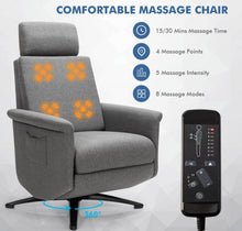 Load image into Gallery viewer, Heavy Duty Relaxing Swivel Comfortable Massage Recliner Single Sofa Chair With Adjustable Headrest | Massage Remote | 8 Massage Modes | Gray
