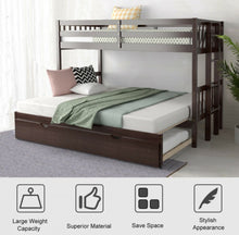 Load image into Gallery viewer, Heavy Duty Modern 4-in-1 Design Twin Pull-Out Bunk Bed With Trundle Wooden Ladder | High Guardrail | Sturdy Bed Board
