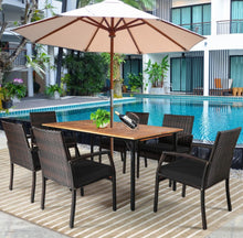 Load image into Gallery viewer, Very Comfortable Wicker / Rattan Patio Furniture 7 Piece Set With Cushions | Dining Set With Umbrella Hole | Heavy Duty
