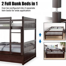 Load image into Gallery viewer, Heavy Duty Full Over Bunk Bed  Platform Bed With Solid Ladder | Sturdy Pine Wood Frame | 2 Full Bunk Beds In 1
