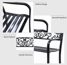 Load image into Gallery viewer, Heavy Duty 50 Inch Weather Resistant Steel Frame Cast Iron Back Rest Patio Bench Porch Chair | Beautiful Design
