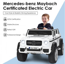 Load image into Gallery viewer, Super Cool 12V Kids Licensed Upgraded 1 Seater Ride On Car Mercedes-Benz Maybach Style | LED Lights | Seatbelt | 4 Wheel Shock Absorber | Ages 3-8 | Remote
