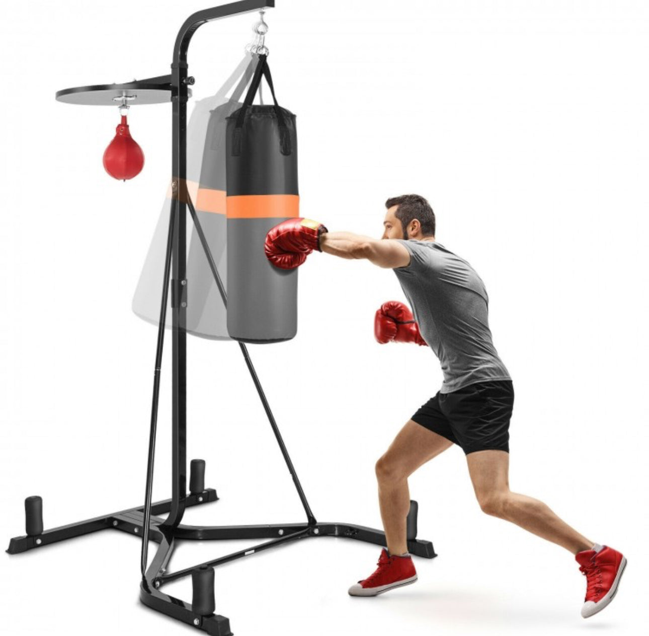 Heavy Duty Modern Boxing Punching Stand With Heavy Bag | 2-in-1 | Resilient Speed Bag | Sturdy Construction