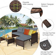 Load image into Gallery viewer, Super Duty Comfortable 3 Piece Outdoor Patio Corner Rattan Sofa Couch Set | Easy To Clean | Water Resistant
