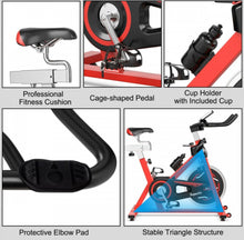 Load image into Gallery viewer, Heavy Duty Indoor Stationary Silent Belt Driven Exercise Cycling Bike For Gym, Home, Office | Fat Burning | Adjustable Handle, Seat | Comfy Seat | Cup Holder
