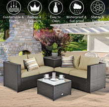 Load image into Gallery viewer, Super Relaxing 4 Piece Outdoor Patio Rattan Furniture Set With Love-seat | Storage Box
