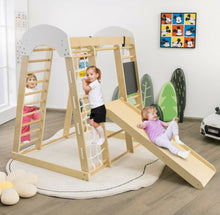 Load image into Gallery viewer, Super Fun 8-in-1 Heavy Duty Climber Playground Play-set For Kids With Slide | Climbing Net | Slide | Rock Climbing | Monkey Bars | Abacus Game | Swing | Drawing Board
