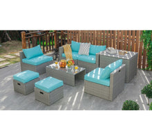 Load image into Gallery viewer, Elegant 8 Piece Patio Furniture Rattan Set With Storage Waterproof Cover &amp; Cushions
