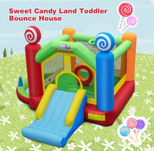 Load image into Gallery viewer, Super Cool Inflatable Kids Candy Land Theme Bouncy House Castle | 735W Blower | Jumping Area | Slide | Balls | Ball Pit | Basketball
