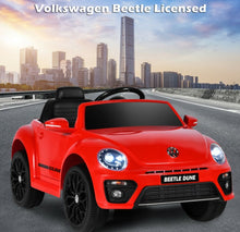 Load image into Gallery viewer, New 2025 | 12V Licensed Volkswagen Beetle Kids Ride On Car 1 Seater Upgraded | Open Doors | Lights | Ages 1-8 | Remote
