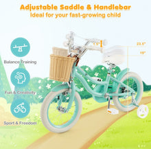 Load image into Gallery viewer, Adorable &amp; Cute 14” Children’s Adjustable Bicycle Pedal Bike | Removable Training Wheels | Ages 3-5 | Bell | Basket | Adjustable Seat, Handlebar | Brakes | Easy Assembly
