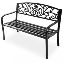 Load image into Gallery viewer, Heavy Duty 50 Inch Weather Resistant Steel Frame Cast Iron Back Rest Patio Bench Porch Chair | Beautiful Design
