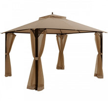 Load image into Gallery viewer, Elegant Heavy Duty Sturdy Design 12x10 FT Outdoor Double Top Patio Gazebo With Netting | Double Vented Roof | Sun-Proof &amp; Waterproof Design
