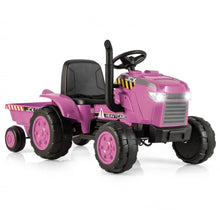 Load image into Gallery viewer, Super Cool 12Volt 2025 Kids Ride On Car Tractor With Trailer | USB | Lights | Horn | Radio | 3-7KPH Approx | Ages 3-8 | Remote
