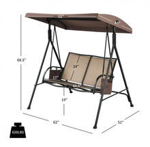 Load image into Gallery viewer, Super Relaxing 2 Person Patio Porch Swing With Adjustable Canopy Storage Pockets | Heavy Duty | Water Resistant
