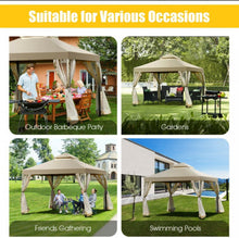 Load image into Gallery viewer, Heavy Duty Beautiful Outdoor 2-Tier 10x10 FT Screw-Free Structure Patio Shelter Gazebo Canopy | For Gatherings, BBQ, Pool, Etc | Waterproof | Easy Assembly
