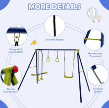 Load image into Gallery viewer, Super Fun Heavy Duty 3-in-1 Outdoor Playground Set for Ages 3-10 | Easy Install | Swing | Gym Rings | 2 Person Glider
