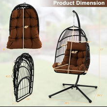 Load image into Gallery viewer, 2025 Heavy Duty Patio Hanging Egg Chair With Stand | Soft Cushion | Headrest Pillow | Waterproof Cover | Folding Basket | Water Resistant | Holds 330lbs
