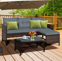 Load image into Gallery viewer, Super Duty Comfortable 3 Piece Outdoor Patio Corner Rattan Sofa Couch Set | Easy To Clean | Water Resistant
