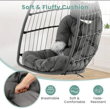 Load image into Gallery viewer, Super Duty Comfy Patio Hanging Space Saver Egg Chair | Large Seat | Comfy Head Pillow | Relaxing Large Seat Pillow | Holds 330lbs | PE Rattan | Foldable
