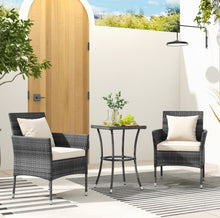 Load image into Gallery viewer, Elegant &amp; Beautiful 3-Piece Patio Furniture Seat With Soft Cushions | Chairs | Tempered Glass Coffee Table | Conversation Sets | PE Rattan
