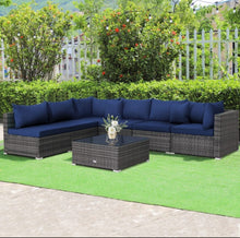 Load image into Gallery viewer, Super Elegant &amp; Relaxing 7 Piece Patio Furniture Rattan Set With Sectional Sofa | Cushions
