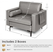 Load image into Gallery viewer, Elegant Modern Accent Chair Couch With Bolster And Side Storage Pocket | Thick Cushions | Heavy Duty Holds 660lbs | Suede Or Leather Or Lint Fabric
