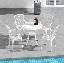 Load image into Gallery viewer, Heavy Duty Gorgeous 2025 Patio Bistro 5-Piece Table Chair Set With Umbrella Hole, Aluminum Frame | Rustproof | Lightweight | Bottom Storage Shelf
