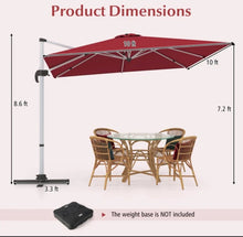 Load image into Gallery viewer, Heavy Duty Sturdy 10FT Outdoor Patio Canopy Umbrella Square Cantilever Umbrella With 360° Rotation &amp; 5 Adjustable Tilt | Vent | Easy Operate
