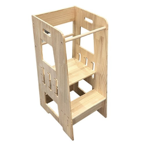 Heavy Duty Wood Adjustable Stepping Sturdy Intexca Adjustable Kitchen, Bedroom, Bathroom Step Stool For Children W Platform (Natural Wood)