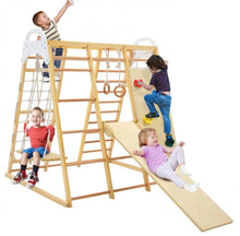 Load image into Gallery viewer, Super Cool Wooden 8-in-1 Kids Jungle Gym Playground | Monkey Bars | Climbing | Ladder | Swing | Rings | Slide | Holds 530lbs | Playground
