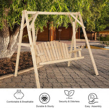 Load image into Gallery viewer, Super Duty Very Comfortable Outdoor Wooden Porch Patio Swing Bench Chair With Rustic Curved Back
