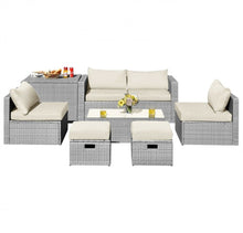 Load image into Gallery viewer, Elegant 8 Piece Patio Furniture Rattan Set With Storage Waterproof Cover &amp; Cushions
