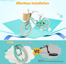 Load image into Gallery viewer, Adorable &amp; Cute 14” Children’s Adjustable Bicycle Pedal Bike | Removable Training Wheels | Ages 3-5 | Bell | Basket | Adjustable Seat, Handlebar | Brakes | Easy Assembly
